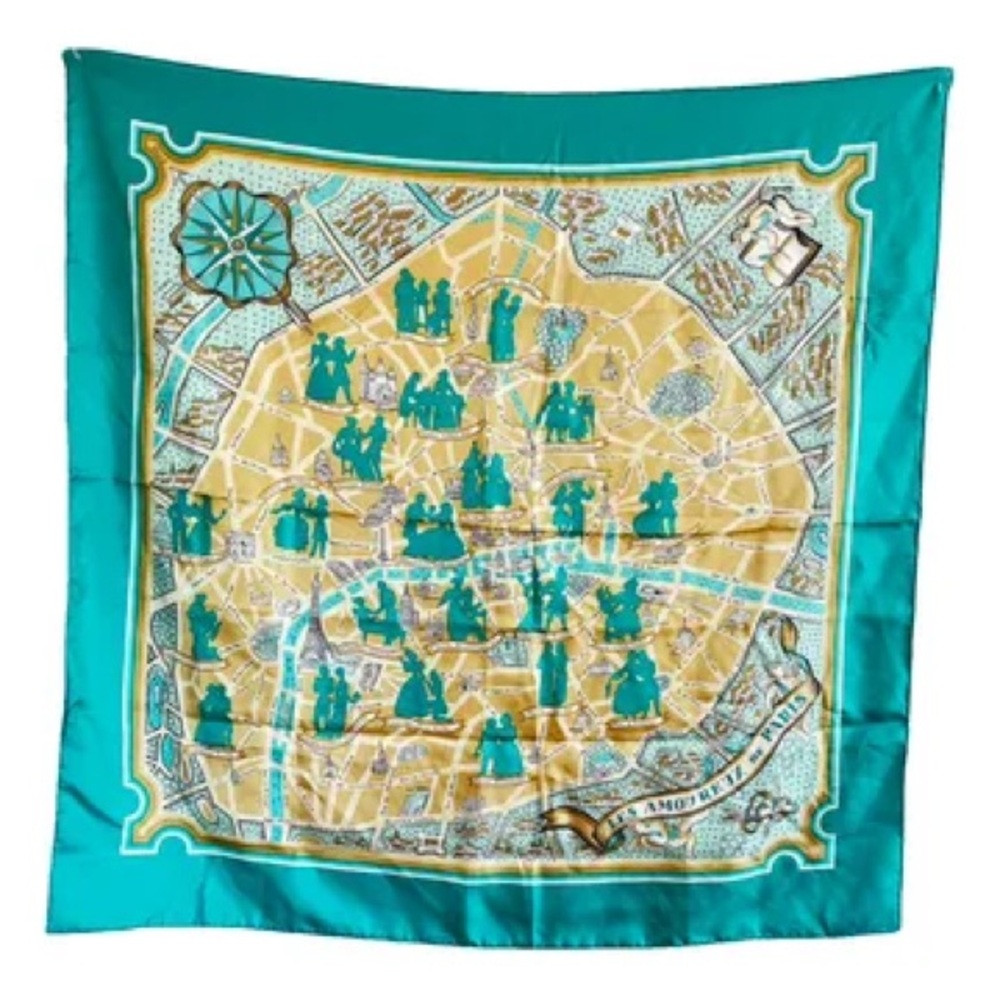 Vintage Hermès Les Amoureux de Paris Silk Scarf With Box